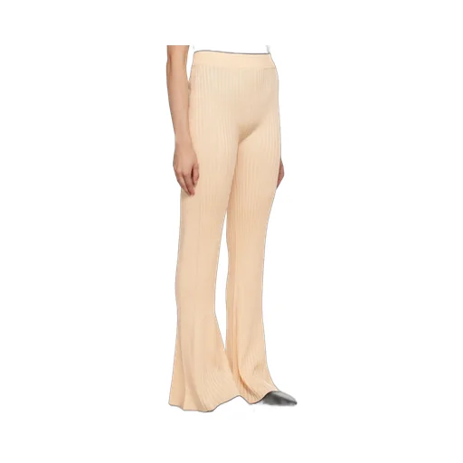 High-Waisted Chunky Ribbed Knit Trousers