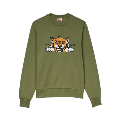 Tiger-Print Crew Neck Sweatshirt
