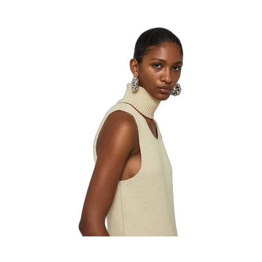 Cut-Out Detailed High-Neck Knitted Vest