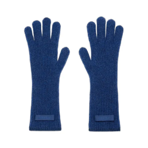 Logo Patch Ribbed Gloves