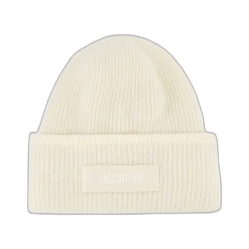 Logo Patch Ribbed Knit Beanie