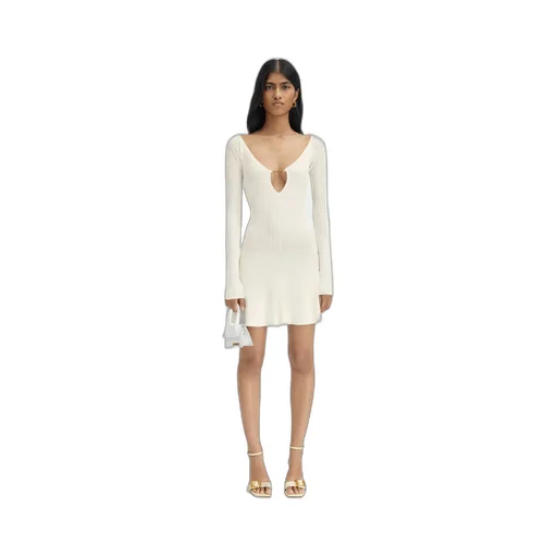 Long-Sleeved Scalloped Mini Dress