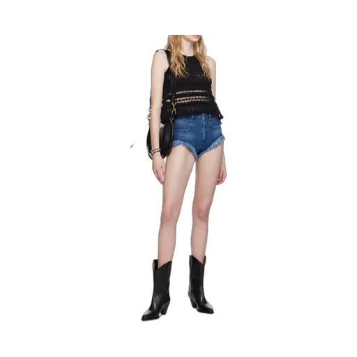 Frayed-Hem Denim Shorts
