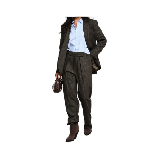 Pinstripe Elastic-Waist Trousers