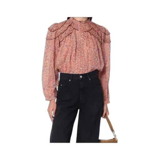 Ruffled Paisley-Print Blouse