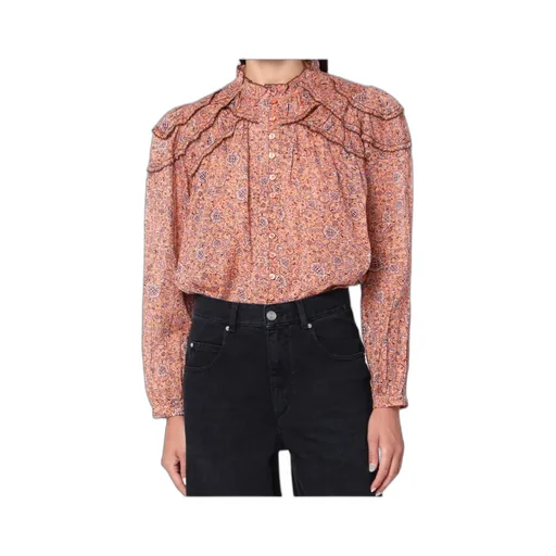 Ruffled Paisley-Print Blouse