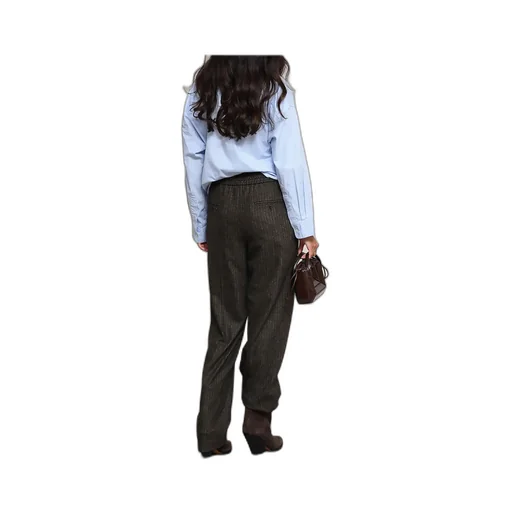 Pinstripe Elastic-Waist Trousers