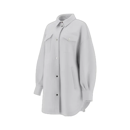 Felted-Finish Buttoned Long Shirt
