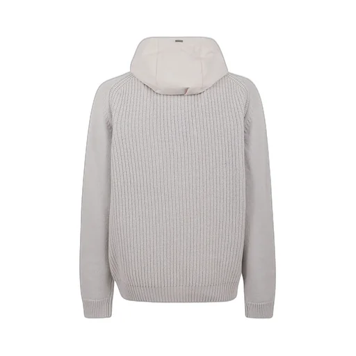 Long-Sleeved Hooded Knitted Jumper