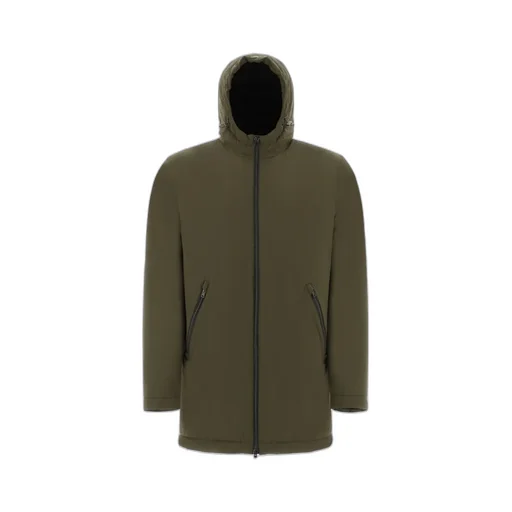 Long Sleeved Zip-Up Hooded Drawstring Raincoat