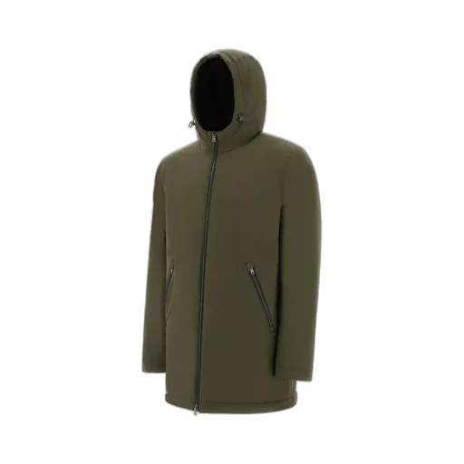 Long Sleeved Zip-Up Hooded Drawstring Raincoat