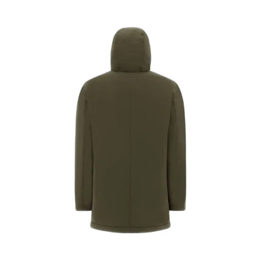 Long Sleeved Zip-Up Hooded Drawstring Raincoat