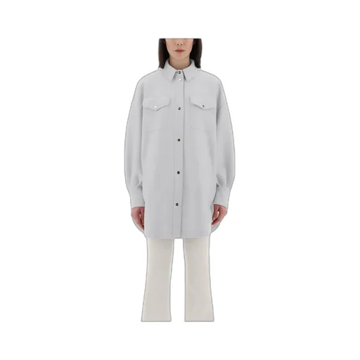 Felted-Finish Buttoned Long Shirt