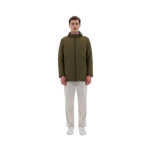 Long Sleeved Zip-Up Hooded Drawstring Raincoat