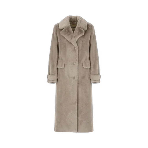 Button-Detailed Brushed-Effect Coat