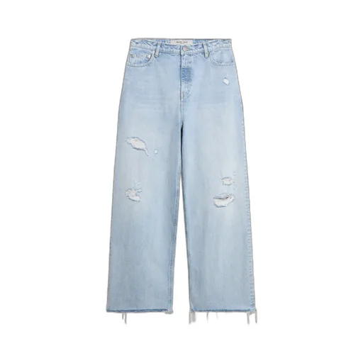 Wide-Leg Distressed Jeans
