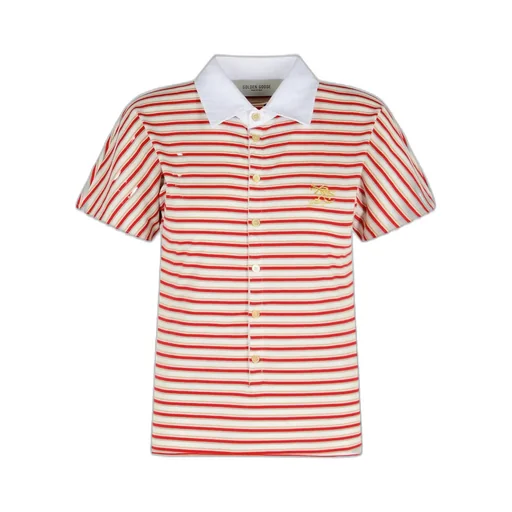Logo Embroidered Striped Polo Top