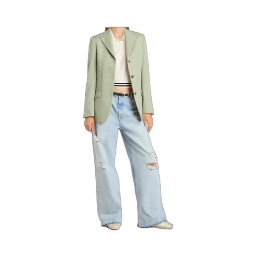 Wide-Leg Distressed Jeans
