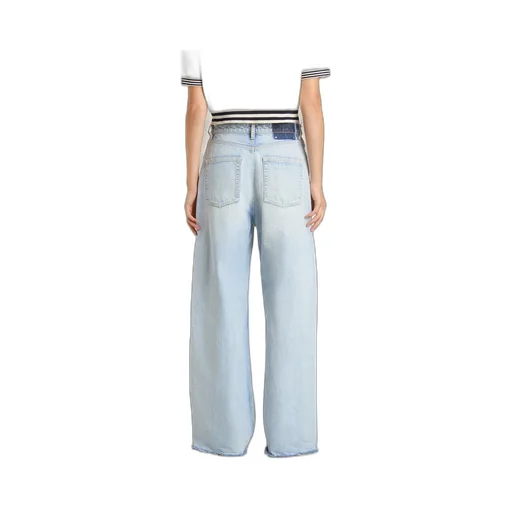 Wide-Leg Distressed Jeans