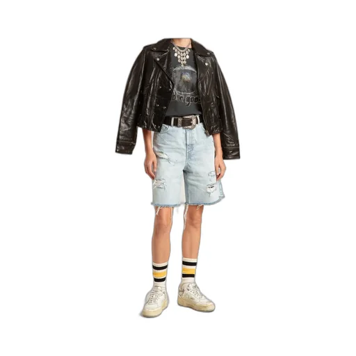 Distressed Denim Bermuda Shorts