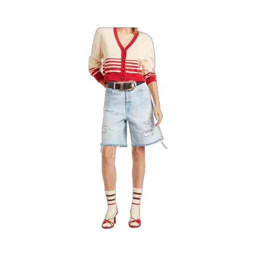 Distressed Denim Bermuda Shorts