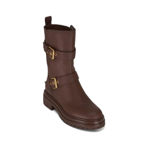 Buckled Leather Ankle Boots