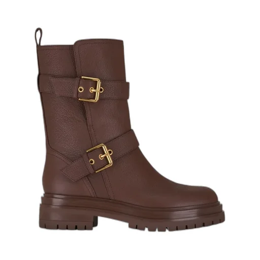 Buckled Leather Ankle Boots