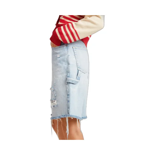 Distressed Denim Bermuda Shorts