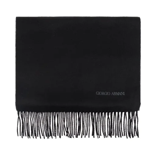 Logo Embroidered Fringed Scarf