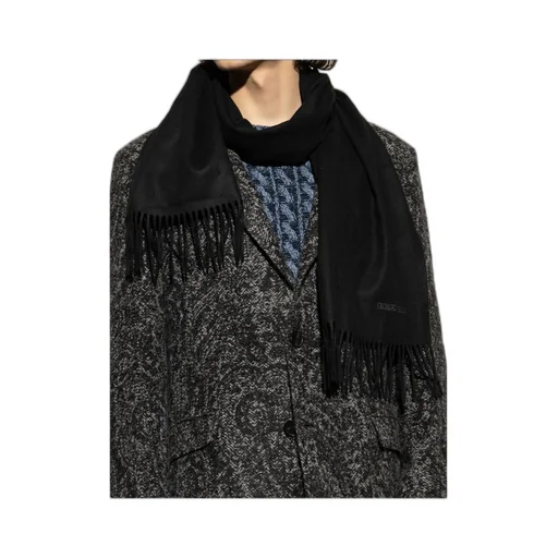 Logo Embroidered Fringed Scarf