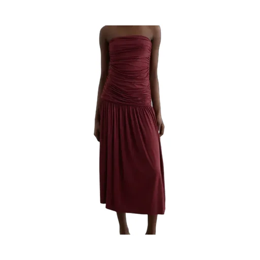 Fortuna Strapless Gathered Midi Dress