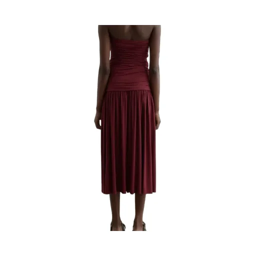 Fortuna Strapless Gathered Midi Dress