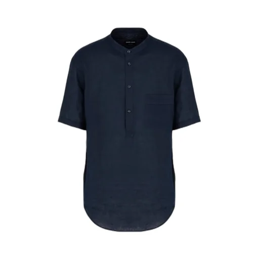 Button Detailed Curved Hem Shirt