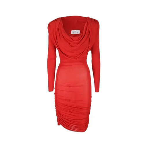 Cowl-Neck Ruched Minidress