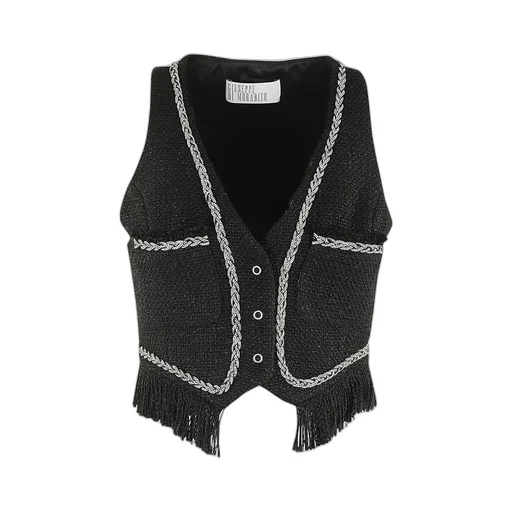 Rhinestone-Embellished Bouclé Vest