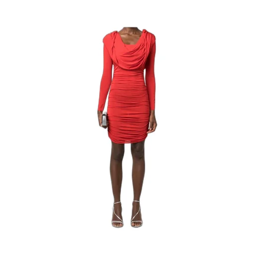 Cowl-Neck Ruched Minidress