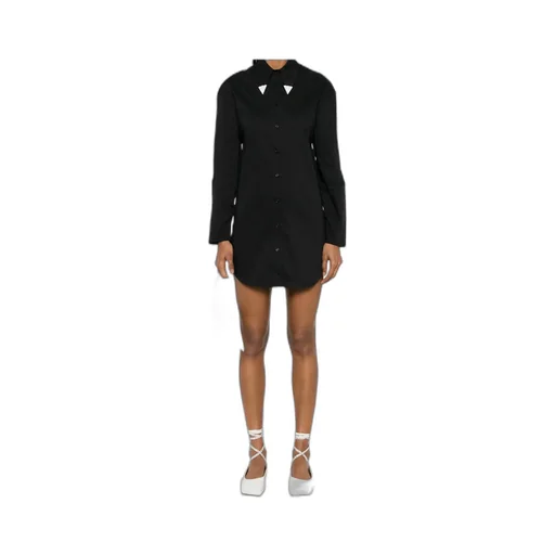 Rhinestone-Embellished Poplin Mini Dress