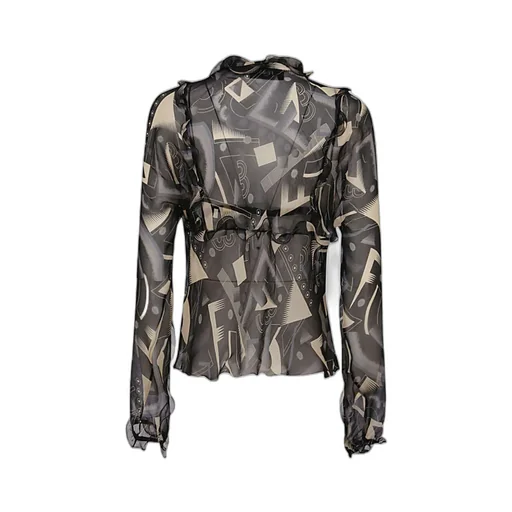 Graphic Printed Semi-Sheer Blouse