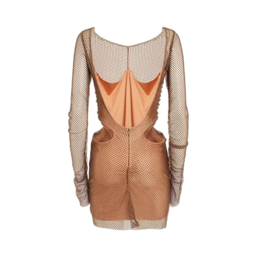 Rhinestone-Embellished Cut-Out Minidress