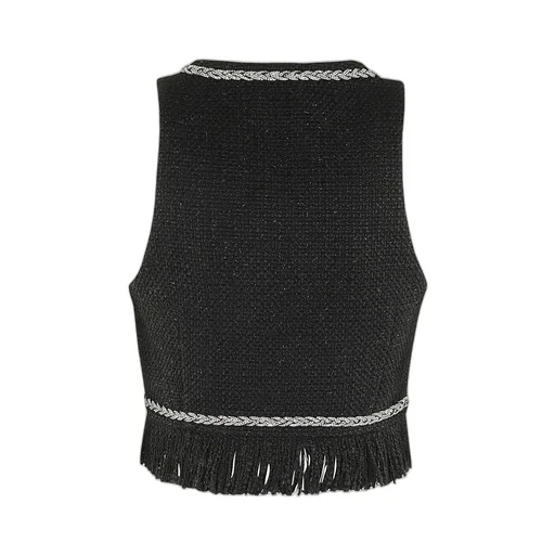 Rhinestone-Embellished Bouclé Vest