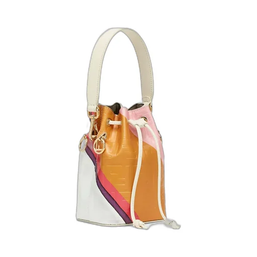 Leather Bag With Multicolour Print