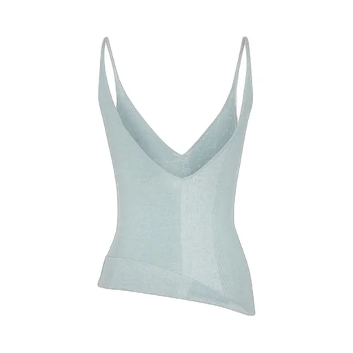 Asymmetric-Hem Ribbed-Knit Top