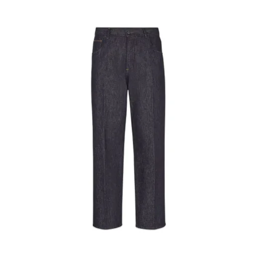Straight-Leg Logo Patch Long Jeans
