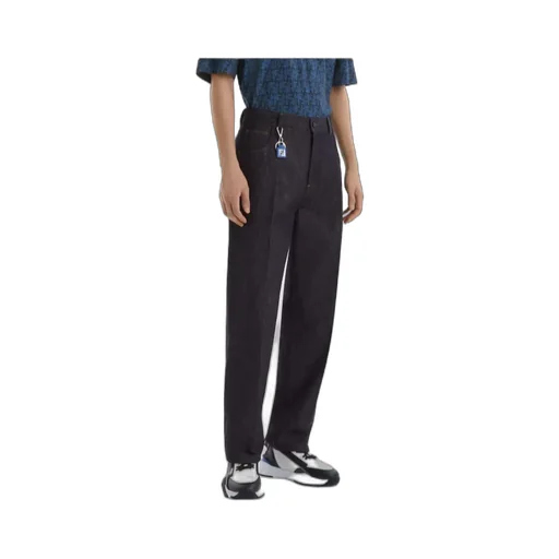 Straight-Leg Logo Patch Long Jeans