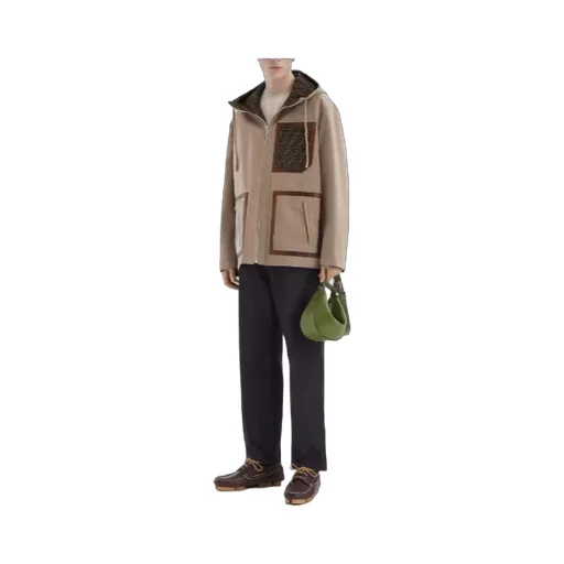 Ff Jacquard Hooded Short Parka