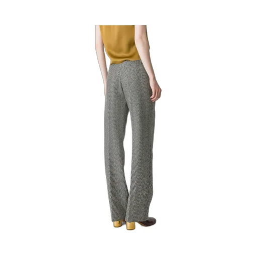 High-Rise Trousers In Wool With Chevron Patterning