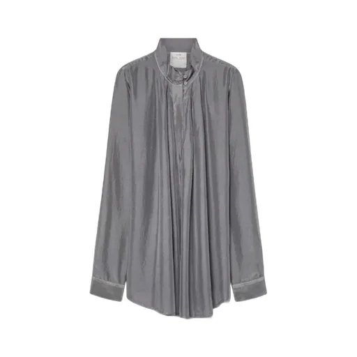 Shirt With A Funnel Neck In Habotai Silk