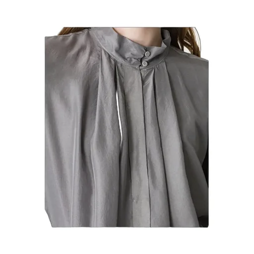 Shirt With A Funnel Neck In Habotai Silk