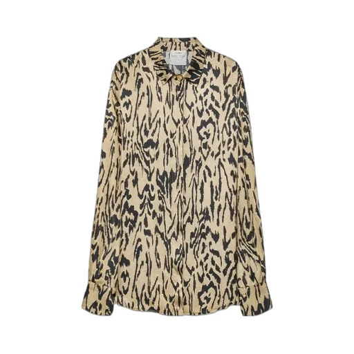 Oversized Satin Shirt With Print Design Moiré