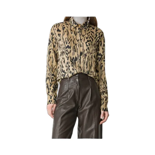 Oversized Satin Shirt With Print Design Moiré